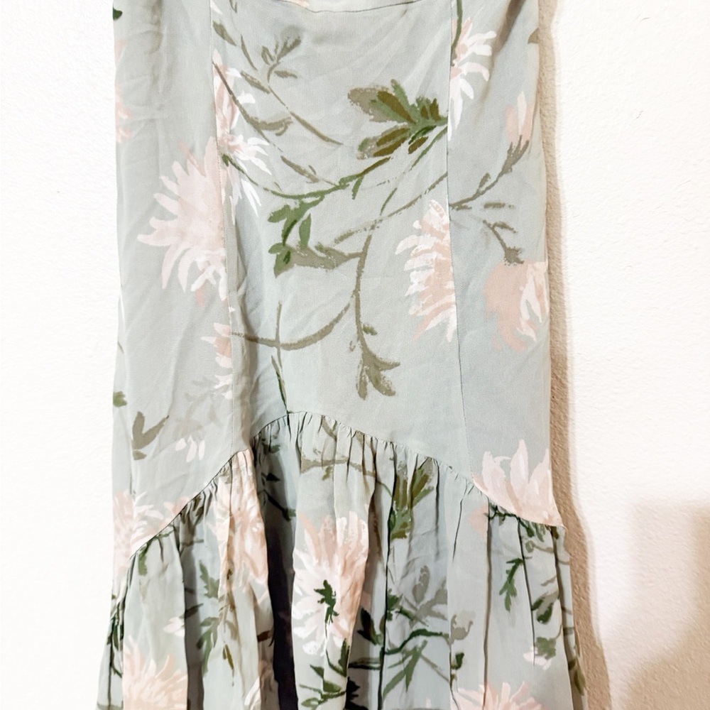 Reformation Catana Floral Georgette Drop Waist Maxi Dress Pergola Green Size 2 - Picture 10 of 12